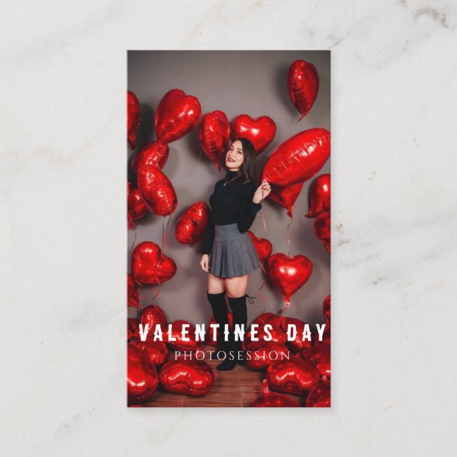 Valentinstag Girl Fotosession Visitenkarte (Vorderseite)
