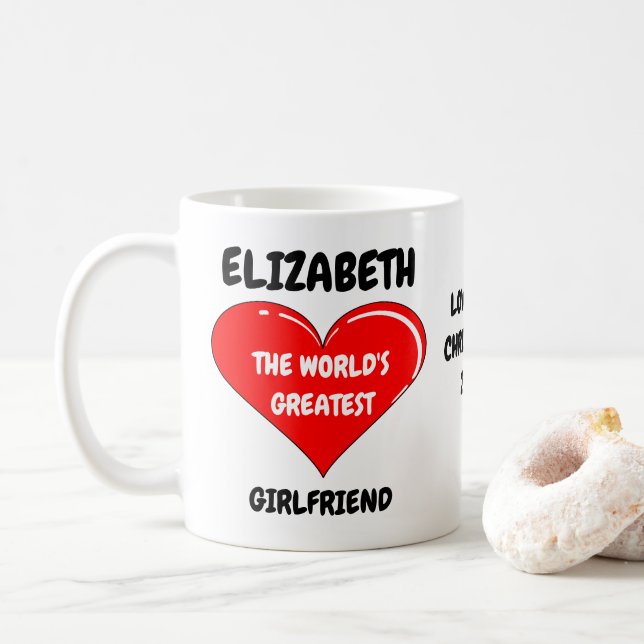 Valentinstag Girlfriend I Liebe You Red Heart Kaffeetasse (Mit Donut)