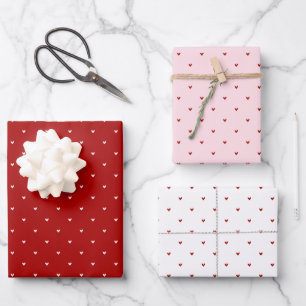 Valentinstag Girly Soft Rot Pink Herzen Muster Geschenkpapier Set