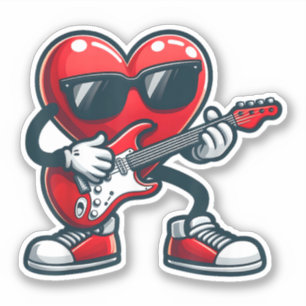 Valentinstag Gitarre spielendes Herz Kleinkind Jun Aufkleber