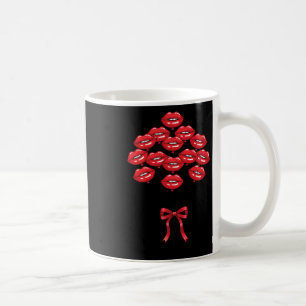 Valentinstag Glänzende Rote Lippen Kuss Lloons Blu Kaffeetasse