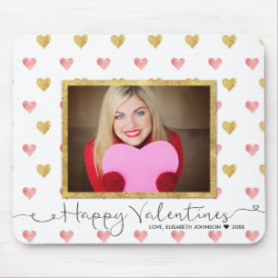 Valentinstag Glitzer Heart Script Foto Mousepad
