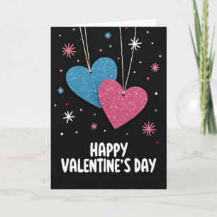 Valentinstag Glitzer Herzen Karte