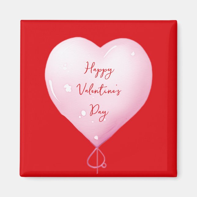Valentinstag glückliches Herz Brauch hell rot Magnet (Vorne)