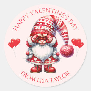 Valentinstag-Gnom-Aufkleber Runder Aufkleber