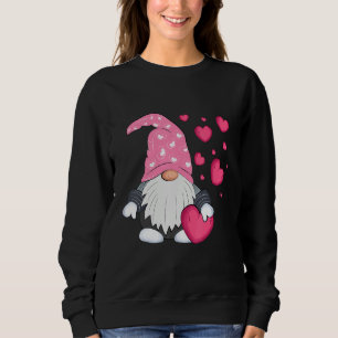 Valentinstag-Gnom Liebe hält rotes Herz Sweatshirt