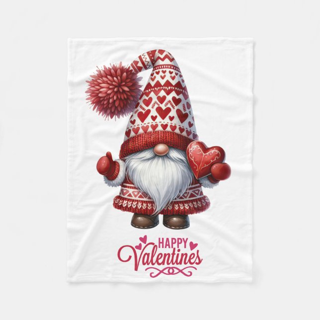 Valentinstag Gnome Fleecedecke (Vorderseite)