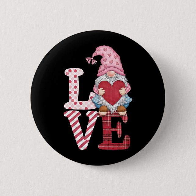 Valentinstag Gnome Liebe Couple Geschenke für sie Button (Vorderseite)