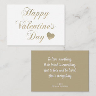 Valentinstag Gold Glitzer Herz Mitteilungskarte
