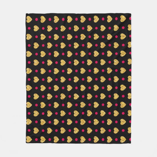 Valentinstag Gold Herz Muster-23655 Fleecedecke (Vorderseite)