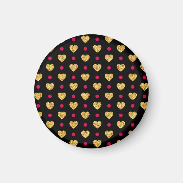 Valentinstag Gold Herz Muster Magnet (Vorne)