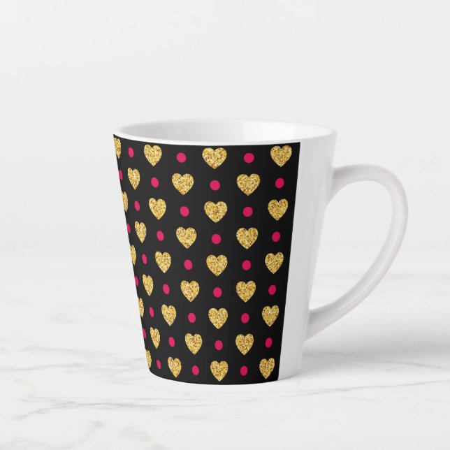 Valentinstag Gold Herz Muster Milchtasse (Rechts)