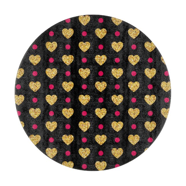 Valentinstag Gold Herz Muster Schneidebrett (Vorderseite)