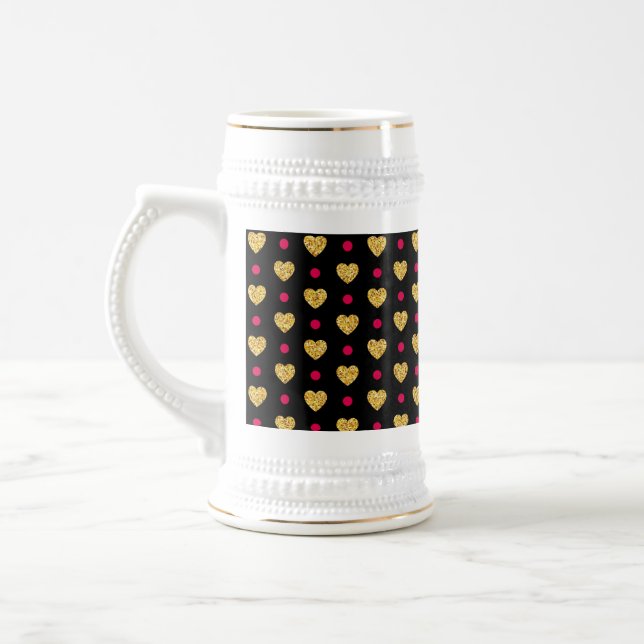 Valentinstag Gold Herzen Muster-23655 Bierglas (Links)