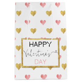 Valentinstag Gold rosa Herzen Mittlere Geschenktas Geschenktüte