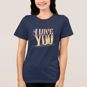 Valentinstag Golden 3D I Liebe You Navy Tri-Blend Shirt