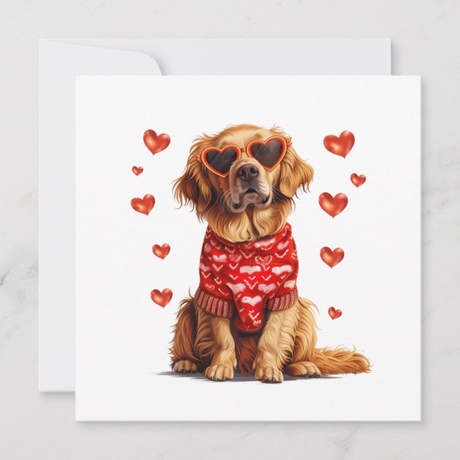 Valentinstag Golden Retriever Dog Feiertagskarte (Vorderseite)