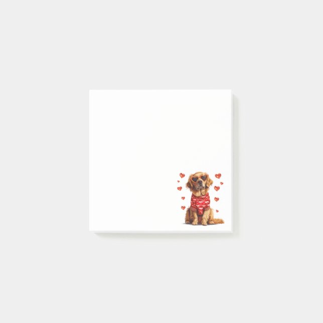 Valentinstag Golden Retriever Dog Post-it Klebezettel (Vorderseite)
