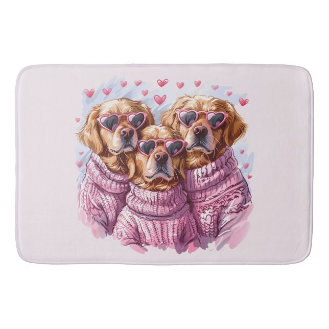 Valentinstag Golden Retriever Hunde Badematte (Vorderseite)