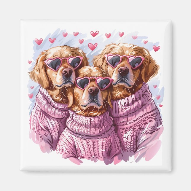 Valentinstag Golden Retriever Hunde Magnet (Vorne)
