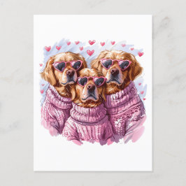 Valentinstag Golden Retriever Hunde Postkarte