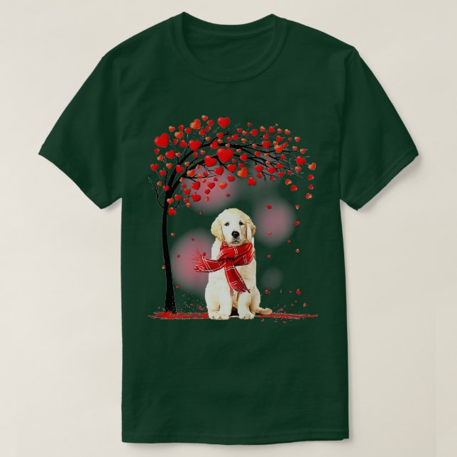 Valentinstag Golden Retriever Tree Heart Puppy D T-Shirt (Design vorne)