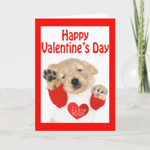 Valentinstag-golden retriever-Welpen-Karte Feiertagskarte