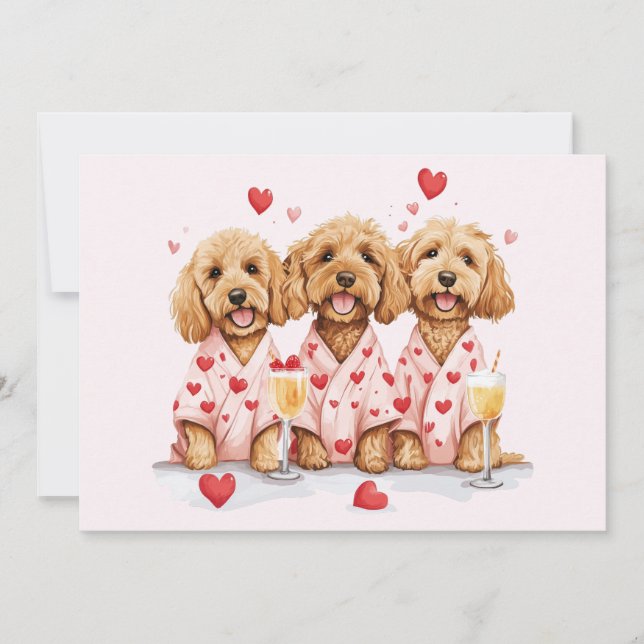 Valentinstag Goldendoodle Hunde Feiertagskarte (Vorderseite)