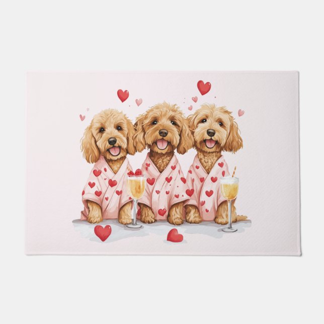 Valentinstag Goldendoodle Hunde Fußmatte (Vorderseite)
