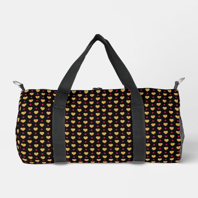 Valentinstag Goldene Herzen Muster-23655 Duffle Bag (Vorderseite)