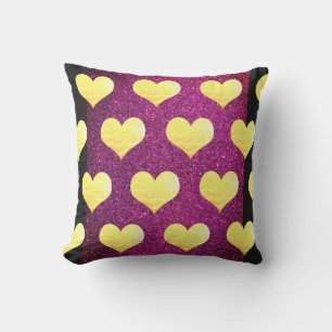 Valentinstag Goldene Herzen Rosa Schwarzer Glitter Kissen