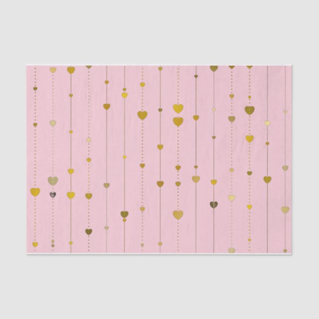 Valentinstag Goldene Herzen Rosa Seidenpapier (Vorderseite)