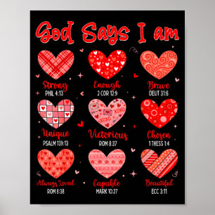 Valentinstag Gott sagt ich bin Herz christliche Bi Poster