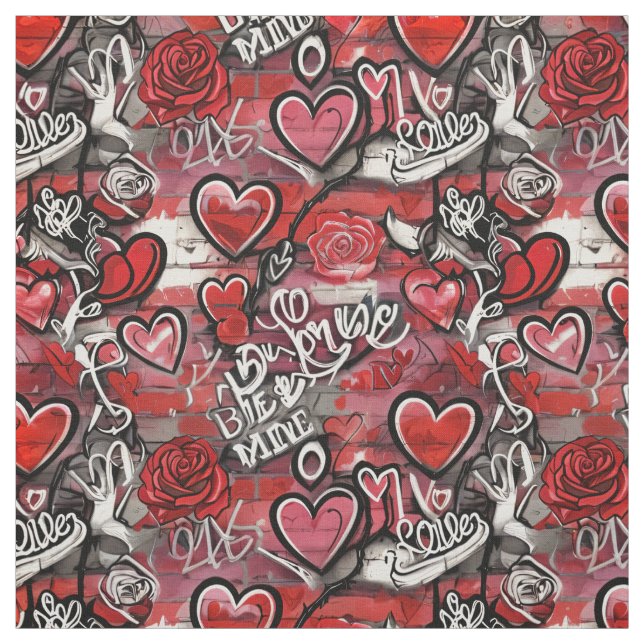 Valentinstag Graffiti-Herzen Muster Stoff (Muster)