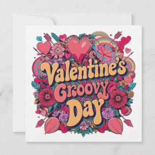 Valentinstag groovy Tag, Retro-Clipart Einladung