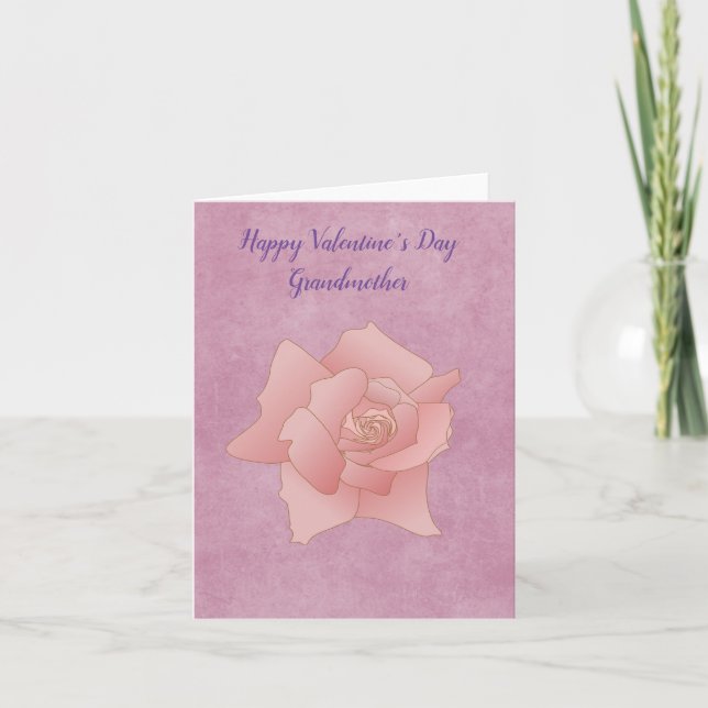 Valentinstag Großmutter Rosa Rose Karte (Vorderseite)