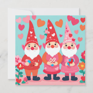 Valentinstag-Gruß mit Gnome Feiertagskarte