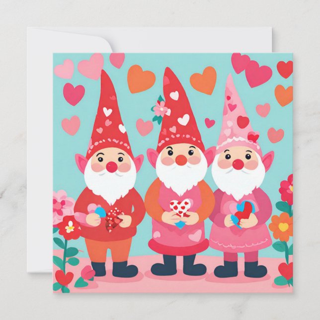 Valentinstag-Gruß mit Gnome  Feiertagskarte (Vorderseite)
