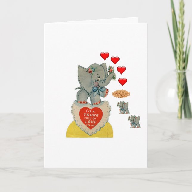 Valentinstag Grußkarte Elefant Feiertagskarte (Vorderseite)