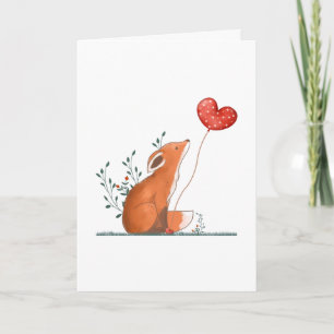 Valentinstag-Grußkarte Foxy Rote Herzen Feiertagskarte