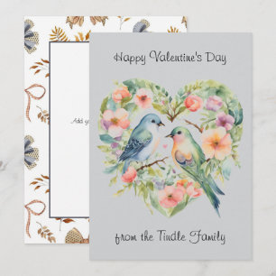 Valentinstag-Grußkarte mit Aquarell-Vogel-Foto Mitteilungskarte