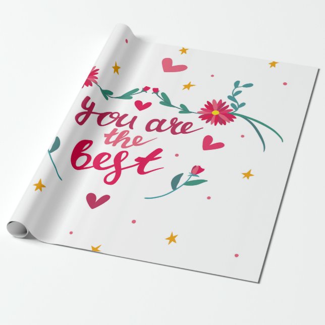 Valentinstag Grußkarte mit Herz, Blume Geschenkpapier (Ungerollt)