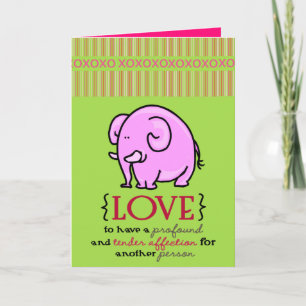 Valentinstag-Grußkarte Rosa Elefant Feiertagskarte