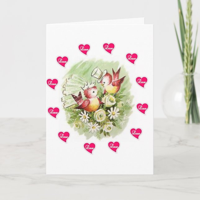 Valentinstag Grußkartenvogel Vintag Feiertagskarte (Vorderseite)