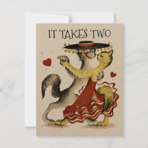 Valentinstag-Grußkartenvorlage mit tanzenden Katze Feiertagskarte