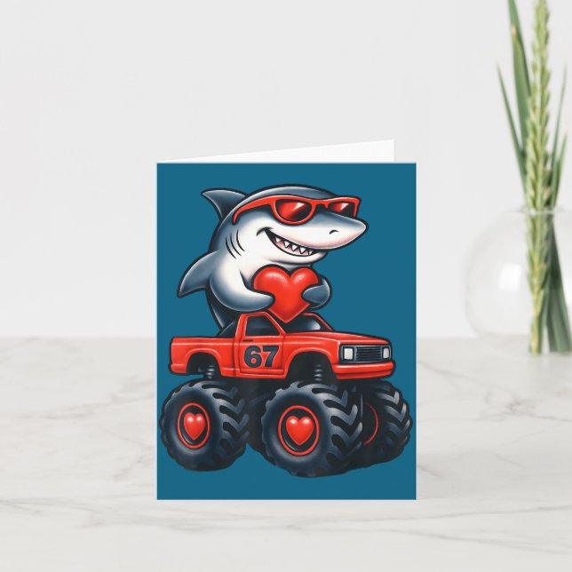 Valentinstag-Hai-Fahrzeug-Design Karte (Vorderseite)