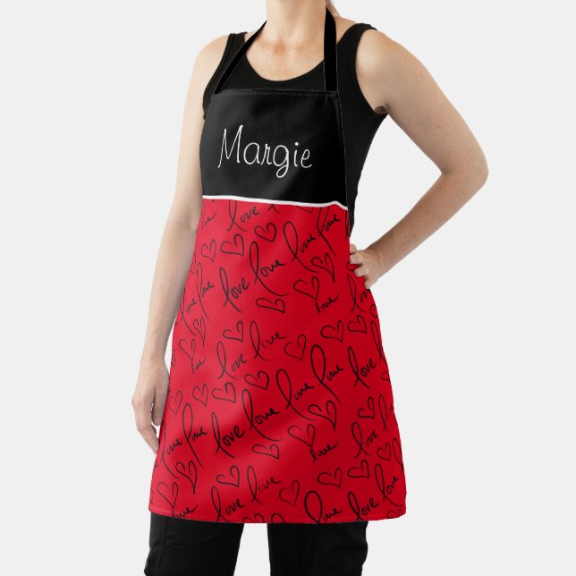 Valentinstag Handschrift Liebe Herzname Schürze (InSitu)