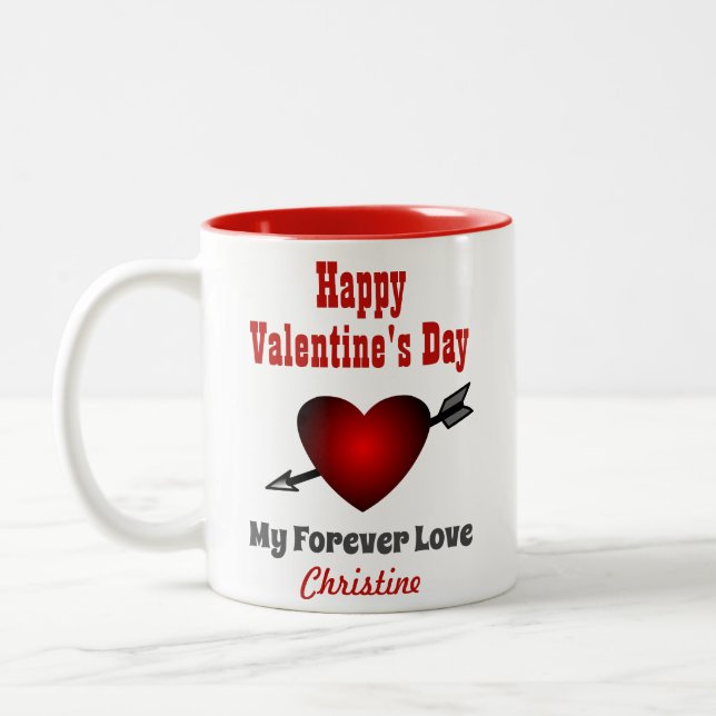 Valentinstag Happy Heart Liebe Forever Zweifarbige Tasse (Links)