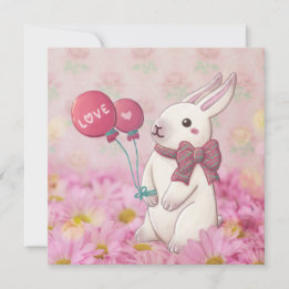 Valentinstag: Hase & Blumen Feiertagskarte