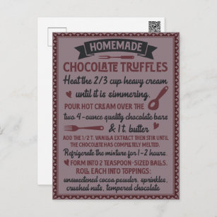 Valentinstag hausgemachte Schokolade Truffle Rezep Postkarte